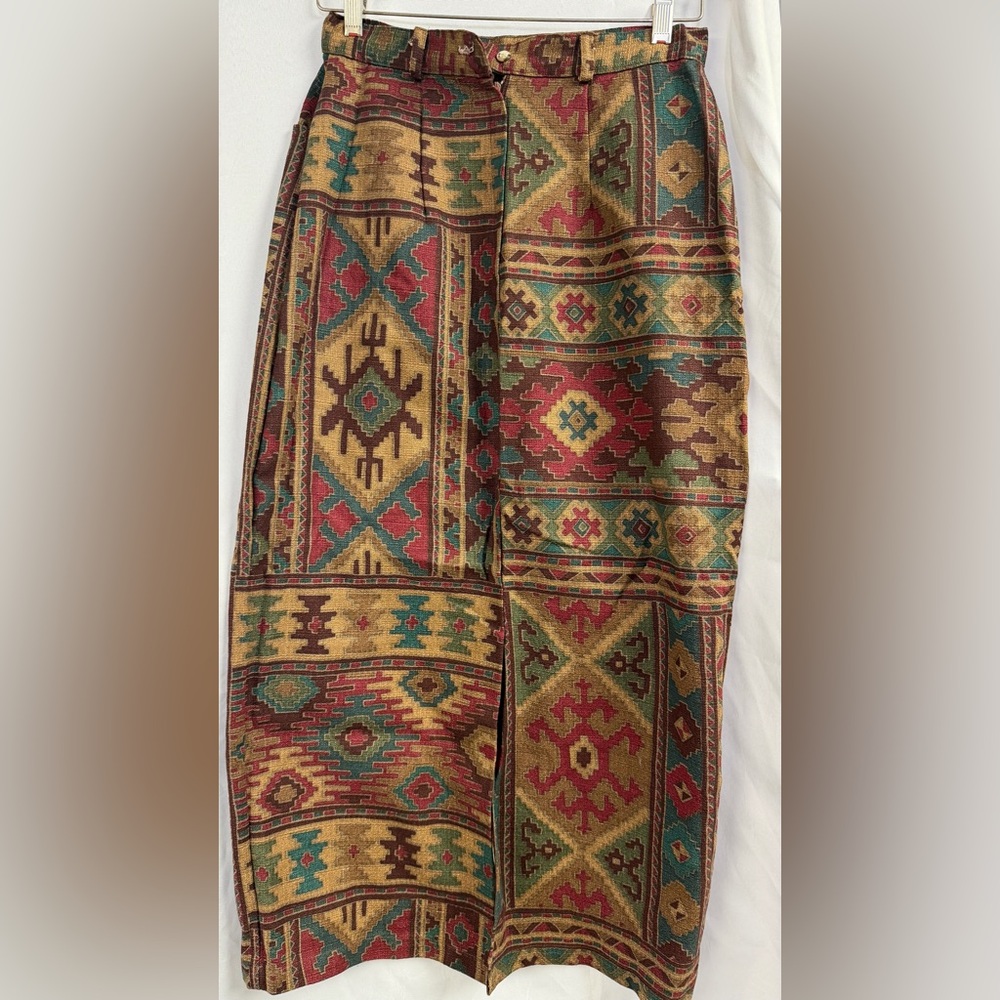 Circle T Vtg Geometric Patterned Vest and Maxi Skirt Set - Picture 6 of 9